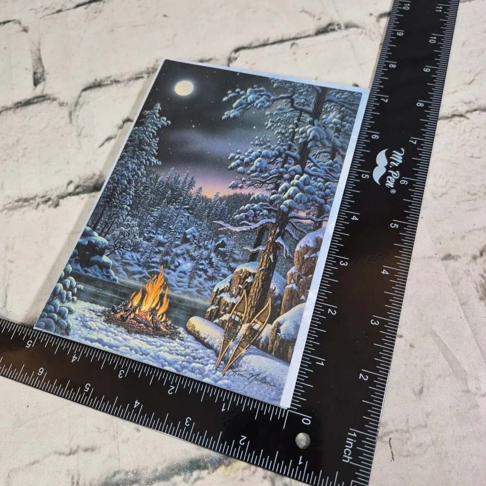 Leanin Tree Christmas Cards Snowy Forest Cabin Northern Lights Lot Of 6
